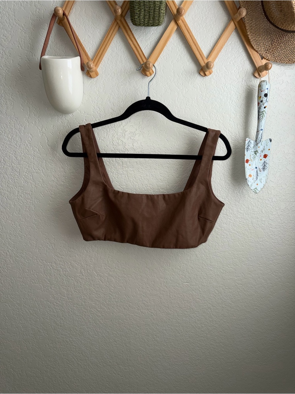 SKIMS Brown Square-Neck Crop Top